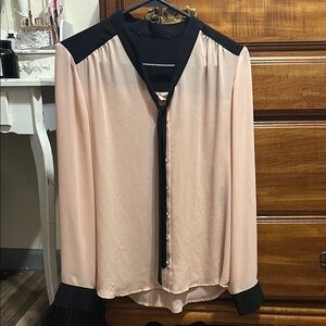 Black long sleeve buttoned blouse with peter pan collar